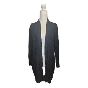 JM Collection Black Long Sweater Gold Button Cuffs S